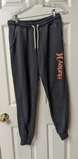 Hurley Grey/Peach Sweatpants Logo Pockets Elastic Waist Womens Medium