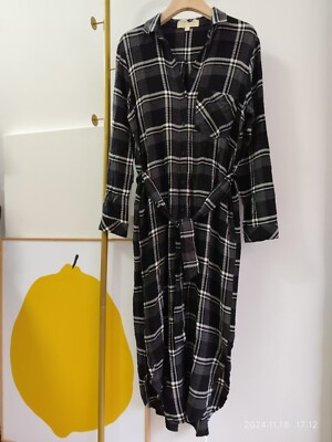 NWOT Cloth & Stone Geri Pockets Plaid Maxi Shirt Dress with Tie Small | eBay