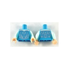 LEGO - Minifigura, Vestido Torso Mujer con Borde Plateado, Brazos Aqua Ligeros con Manchas Azules