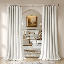 Cream Velvet Curtains 84 Inches Long 2 Panels for Bedroom Living Room Soft