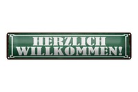 Blechschild Hinweis 46X10 Cm Herzlich Willkommen Deko Schild