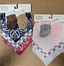 Hudson Baby Cotton 3 Bib and 2 Sock Set, Cowboy or Cowgirl
