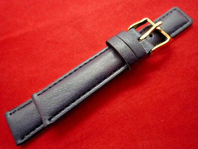 Accessorize Blue 18 mm Faux Leather Watch Strap Gold Buckle 18mm Lug Calf Grain