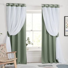 PONY DANCE Room Darkening Curtains with Sheer Overlay, Double Layer Curtains for