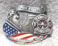 1994 Fire Fighter An American Hero Eagle USA Flag Buckle Great Vintage Condition