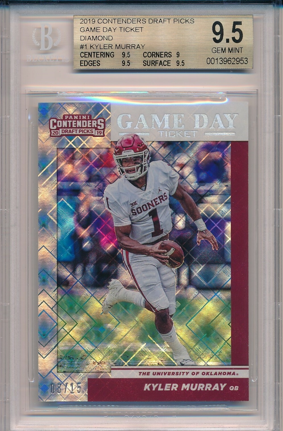 Kyler Murray Panini Contenders Draft Picks Game Day Ticket #1 Diamond
