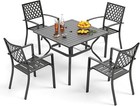 5 Pcs Outdoor Dining Set Patio Square Table Chairs Furniture Set Backyard Garden