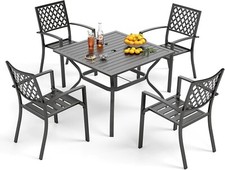 5 Pcs Outdoor Dining Set Patio Square Table Chairs Furniture Set Backyard Garden