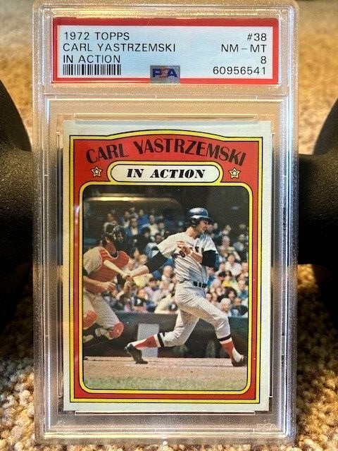 1972 Topps Carl Yastrzemski IA In Action #38 PSA 8 NM-MT New Grade Red Sox