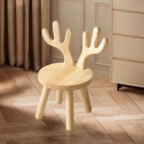 Kids Chair Wood Stool Kids Ottoman with Backrest for Home Playroom Nursery