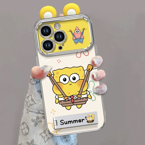 Funda de Teléfono Linda Patrón de Dibujos Animados Rosa/Amarillo con Soporte Soporte iPhone 16 - Imagen 3 de 7