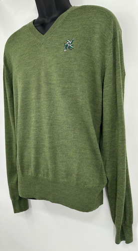 Peter Millar Mens Pullover V-Neck Knit Golf Sweater Large Green Merino Wool - Picture 5 of 15