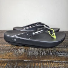 Oofos Oolala Womens Size 9 Recovery Slip-On Comfort Flip Flops Sandals Black