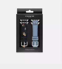 New 2 Pack of Coach Apple Watch  Straps With Rose Pattern and Blue Strap