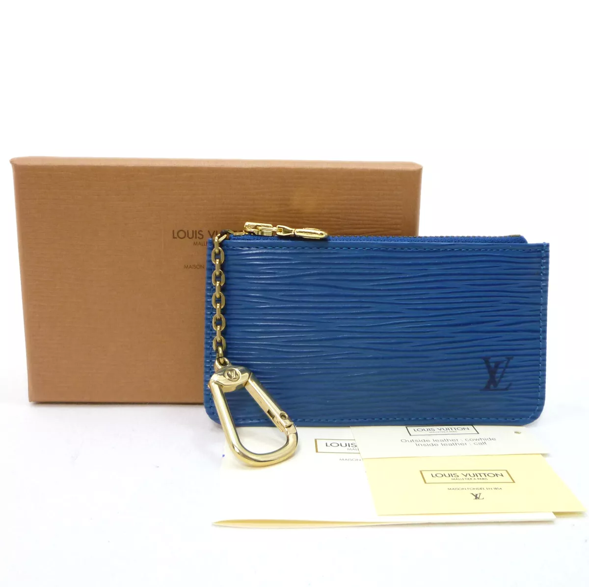 Auth LOUIS VUITTON Pochette Cles Epi Coin Purse M63805 Blue Leather  #36631906