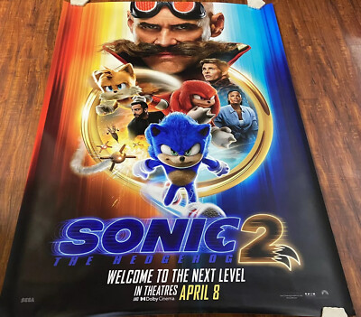 SONIC 2 The Hedgehog 2022,Jim Carrey Original D/S Movie Poster 48x70inc