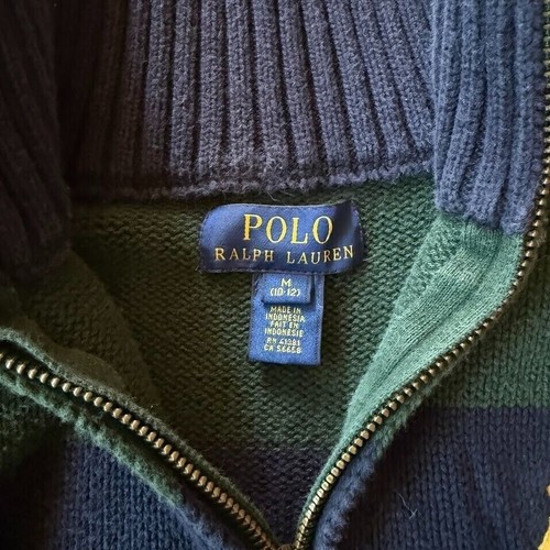 Polo Ralph Lauren Quarter Zip Marled Large Embroidered Pony Boys Sz Medium 10-12 - Picture 3 of 6