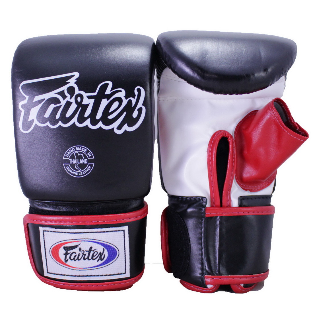 FAIRTEX MUAY THAI BOXING GLOVES TGO3 BLACK WHITE RED OPEN