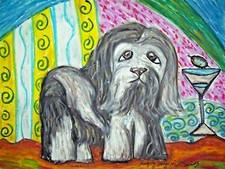 Havanese Martini Dog Art Print Signed by Arti...