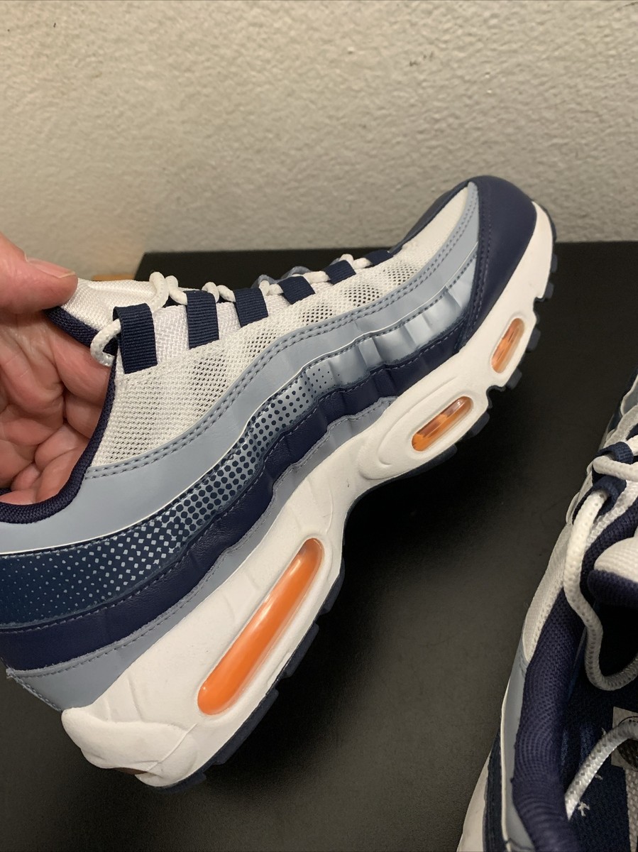 Nike Air Max 95 Navy Blue Laser Orange AJ2018-401 Men's Sz 9
