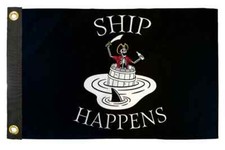 Ship Happens 12x18in Boat Flag Funny Pirate Sailing Boat Flag