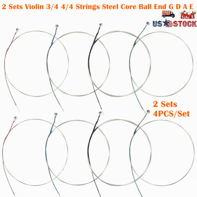 2 Sets 4PCS/Set Basics Violin 3/4 4/4 Strings Steel Core Ball End G D A E a O5J7