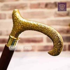 New Walking Stick Handle Brass Wooden Victorian Foldable Cane Collectible Gift