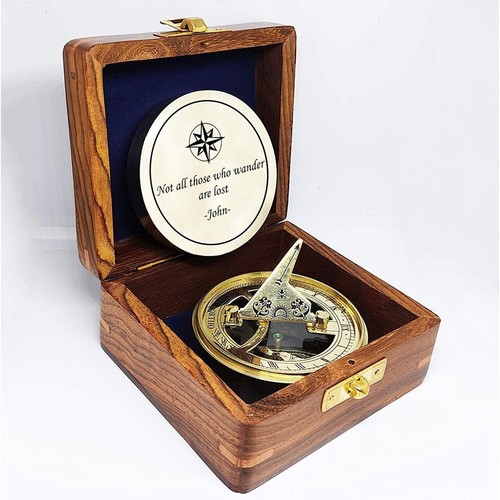Not all Those quote engraved brass compass add name with wooden presentation box - 第 1/6 張圖片