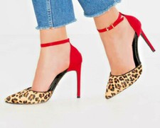 DUNE Decollete a Punta Bicolore Rosse e Leopardate Tacco a Spillo 11 cm  -37-