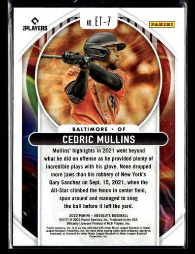 2022 Panini Absolute #7 Cedric Mullins - Picture 2 of 2
