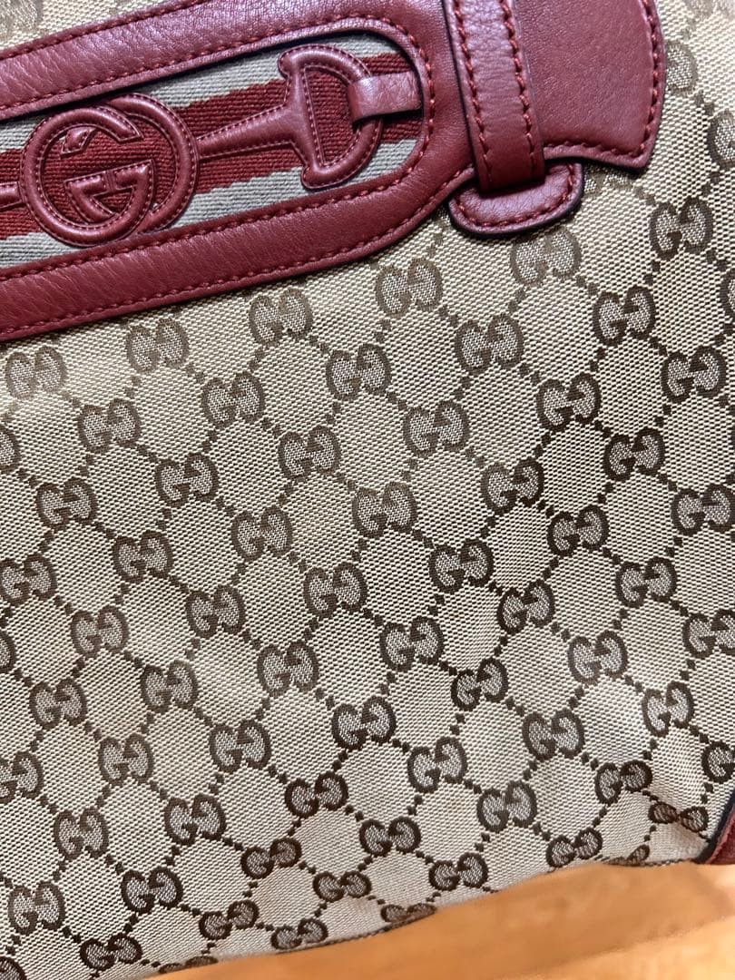 GUCCI GG Canvas Leather Tote Bag Beige Brown Authentic Used thumbnail 18
