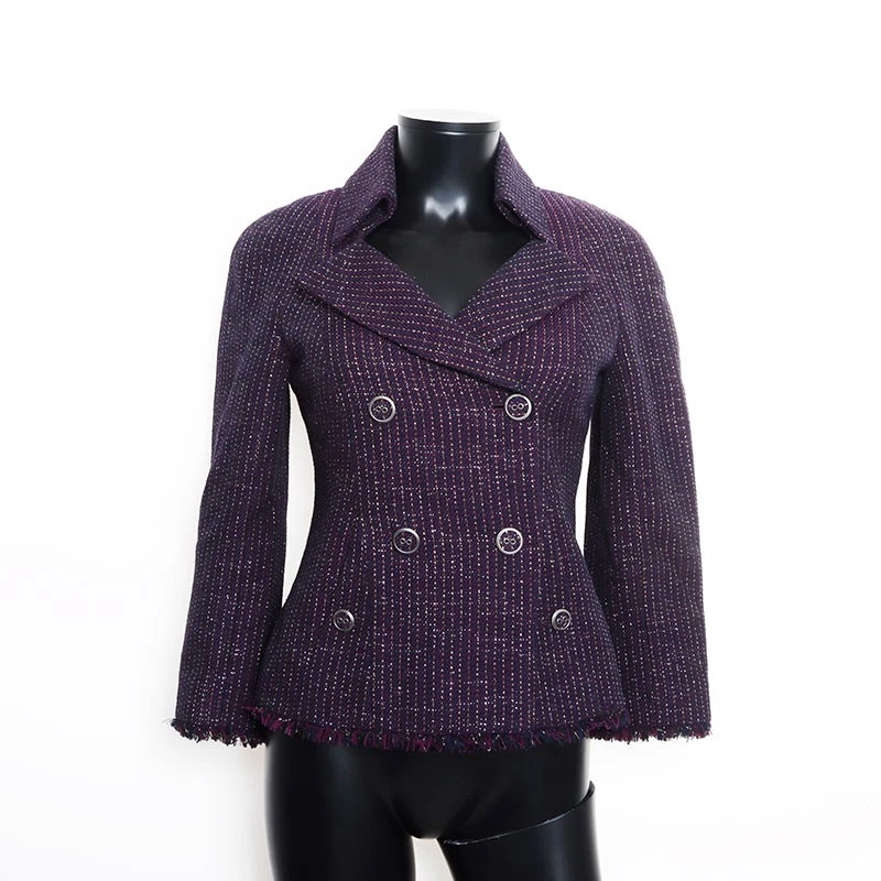 Giacca doppia CHANEL taglia:34 08P tweed lame viola WS11125