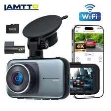 Lamtto DC16 4K Dash Cam Front and Rear Dash Camera WiFi with Free 64GB Card