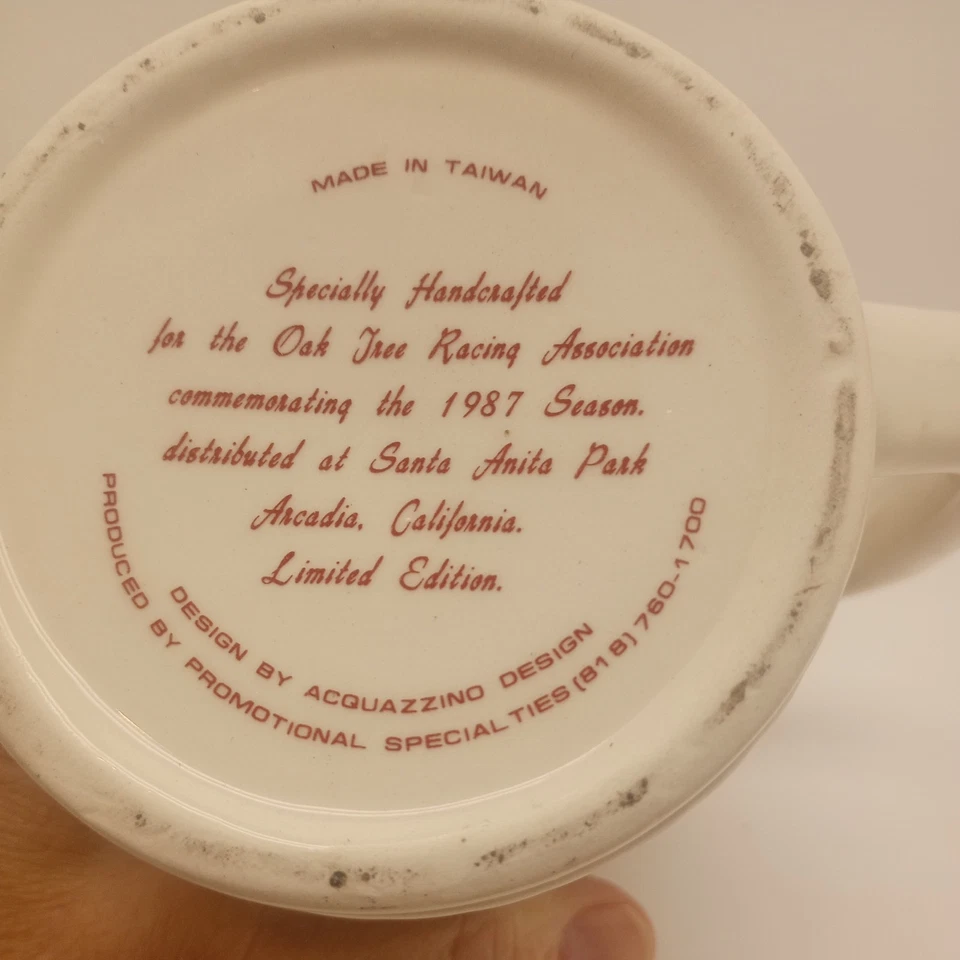 Винтажная кружка для скачек California Santa Anita Park 1987 Oak Tree Assn Beer Stein - Изображение 4 из 4