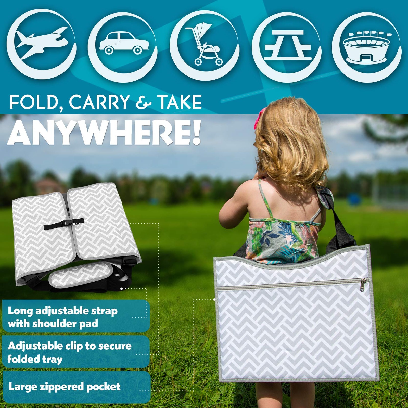 Travel Tray, Car Seat Lap Tray, Road Trip Essentials Activity Table (Pink/Gray) thumbnail 6