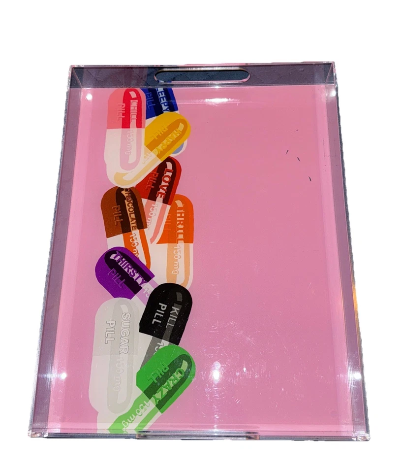 Acrylic  MCM Pop Art Serving Tray Modern Art Deco Bar Vanity Food Serving Party - Image 2 of 4