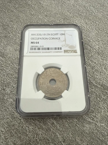 Egyptian 10M Sultan Hussain 1917H MS64 NGC