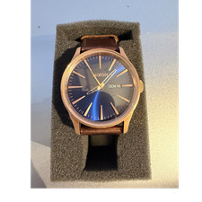 Nixon Sentry Leather Quartz Day/Date 100m Ros...