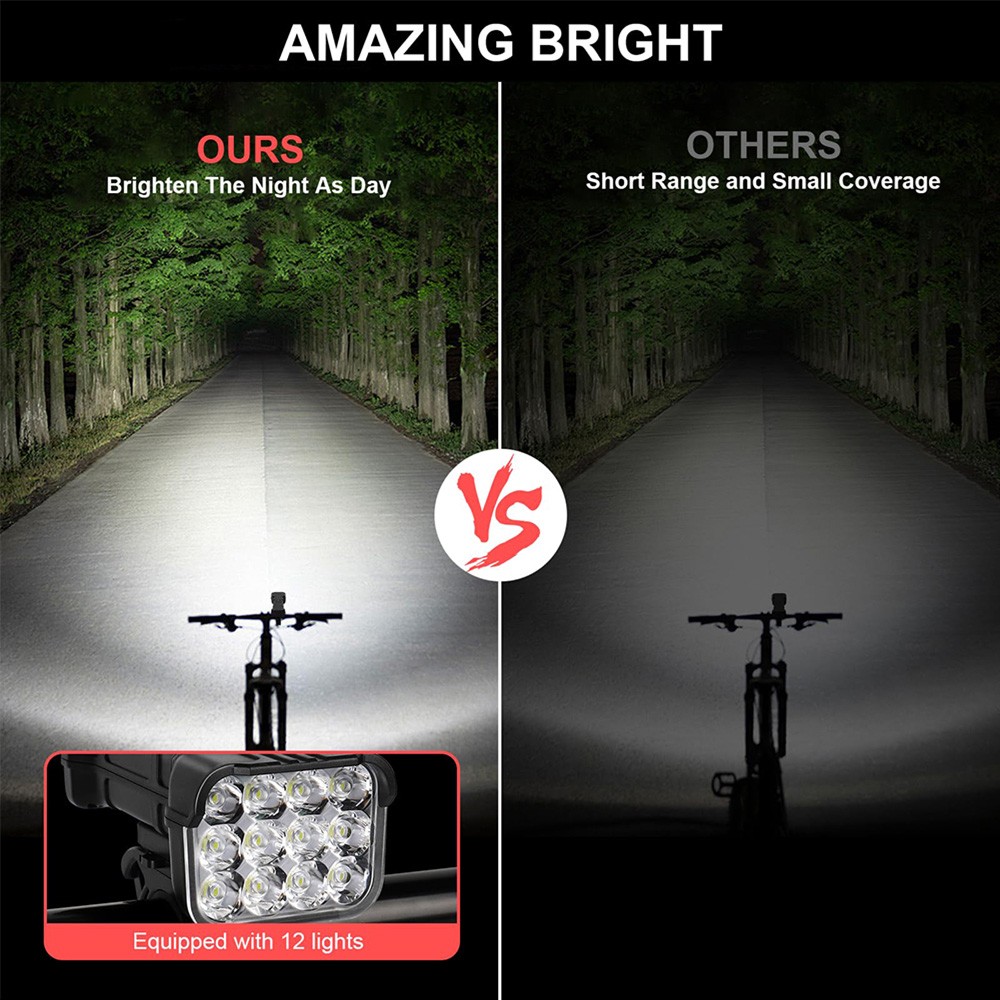 2PCS Rechargeable LED Mountain Bike Lights 900000LM Bicycle Torch Front Lamp