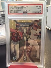2025 Bowman Draft JJ Wetherholt Axis Refractor SuperFractor #1/1 Cardinals PSA 9