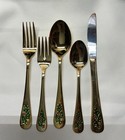 Christmas Holly Berry Gold Plated Flatware 20 Pieces Hollyberry Set Japan