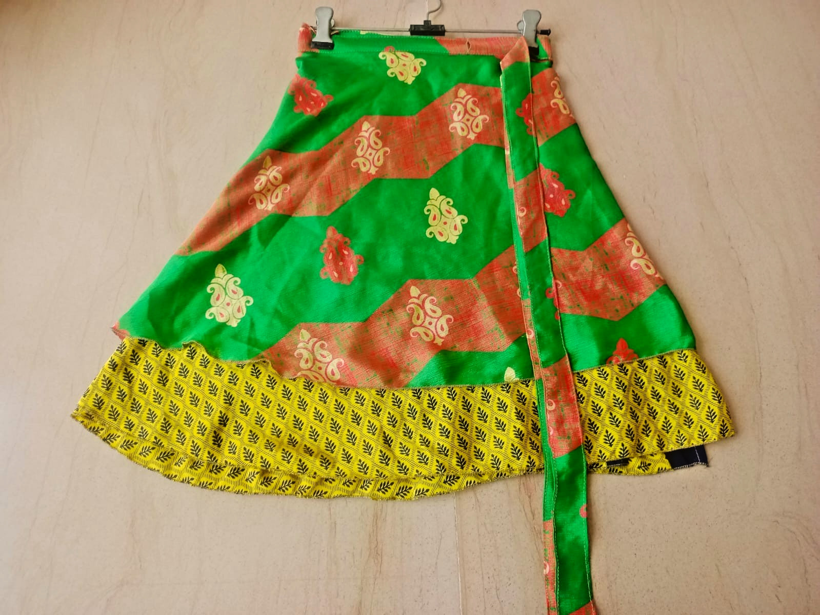 Falda envolvente vintage Boho Gypsy para mujer 100 % seda L21' doble cara 2