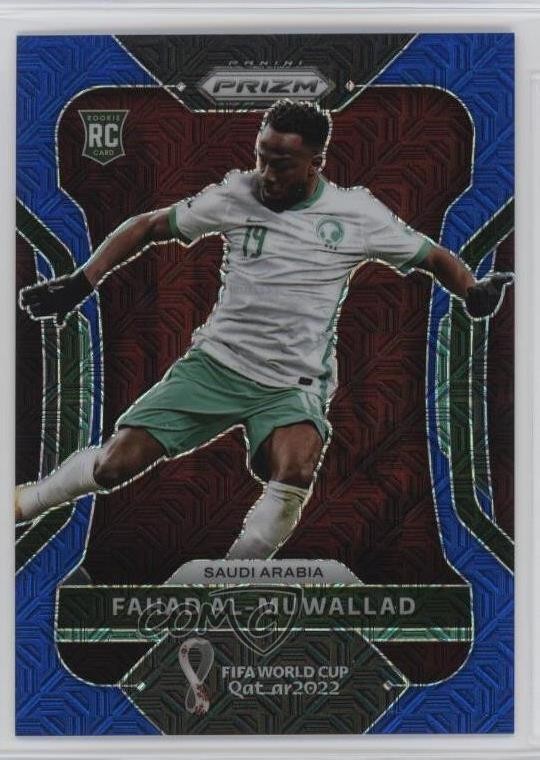 2022 Panini Prizm World Cup Qatar Blue Mojo 13/75 Fahad Al-Muwallad #213 6o3