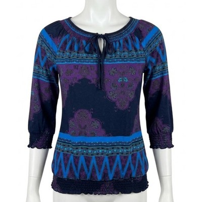 GNW Blouse Size S Purple Blue Floral Boho Hippie Prairie Y2K Fairy Festival