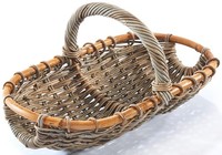 Erntekorb Rattankorb Henkelkorb Gartenkorb BüGelkorb Rattan Geflochten Kubu Grey