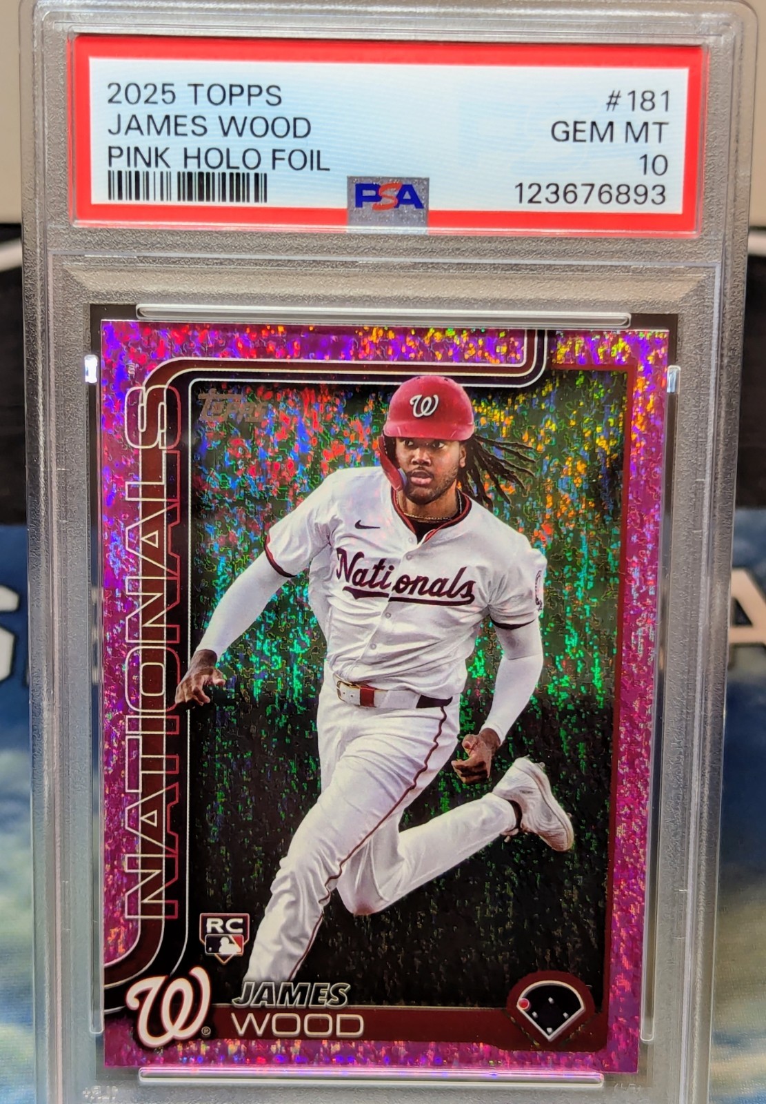 2025 Topps Series 1 James Wood #181 Pink Holo Foil PSA 10 GEM Mint Pop 11
