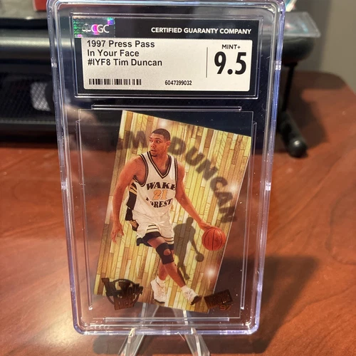 1997 Press Pass In Your Face #IYF8 Tim Duncan RC CGC 9.5
