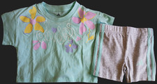 ADIDAS GREEN GRAY FLORAL 2 PIECE SHORTS OUTFIT-SIZE 2T-NEW WITH TAGS