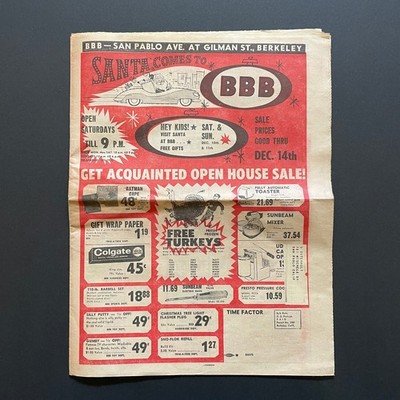 1966 Berkeley BBB Store Christmas Mailer   Santa   California   Gifts Toys Buys