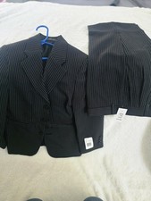 Amherst Collection Boys Black Pinstripe Suit Set Jacket Pants Size 8 REG